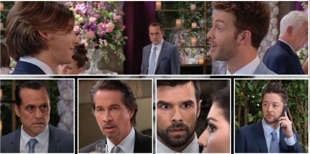five shots from the general hospital preview video of chase and brook lynn's wedding.