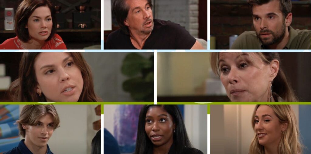 general hospital spoilers collage liz, finn, chase, kristina, alexis, gio, trina, joss.