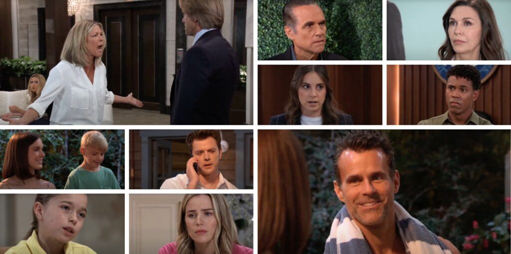 general hospital spoilers collage sonny, anna, carly, drew, willow, michael, violet, sasha, mollly, tj.