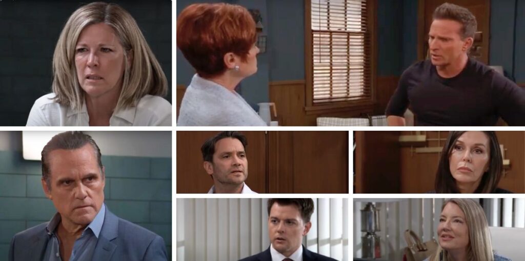 general hospital spoilers collage jason, sonny, carly, anna, dante, nina, michael.