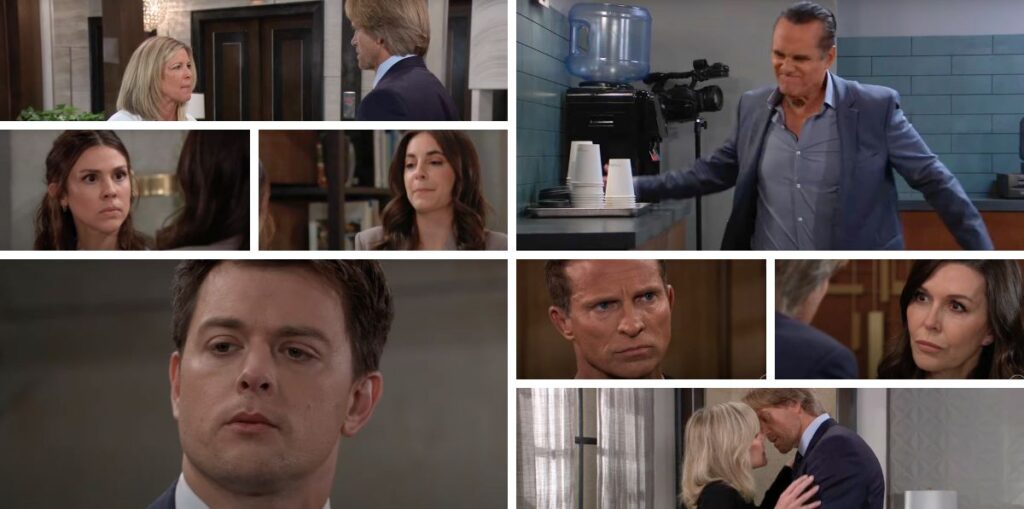 general hospital spoilers collage of sonny, michael, jason, anna, john, ava, molly, kristina, carly.