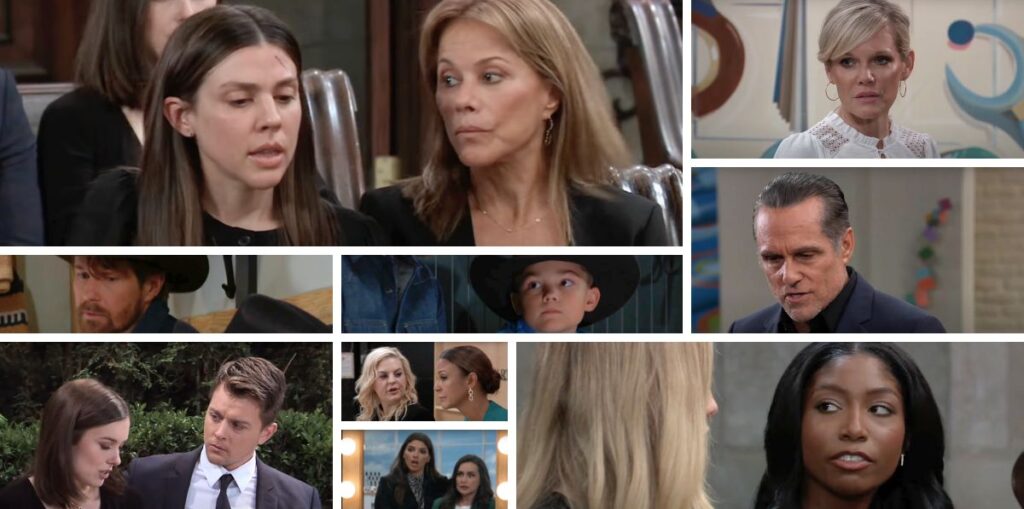 general hospital spoilers collage kristina, alexis, sonny, ava, willow, michael, maxie, trina, joss.