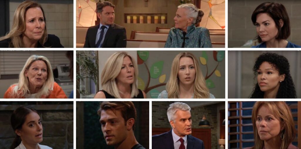 general hospital spoilers collage tracy, dante, carly, joss, portia, molly, dex, ric, alexis, liz, heather.