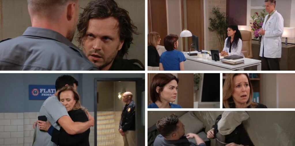 general hospital spoilers collage of lucky, laura, nikolas, elizabeth, portia.