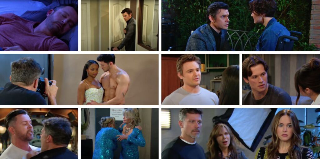 days of our lives spoilers collage brady, xander, sarah, hattie, bonnie, ej, eric, kate, chanel, johnny, alex.