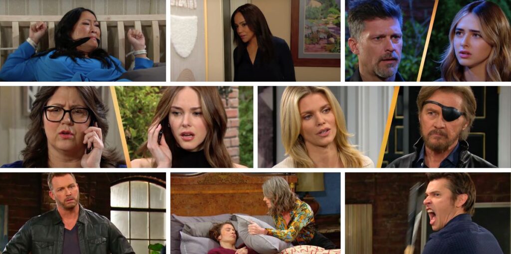 days of our lives collage, abigail, steve, holly, eric, connie, stephanie, melinda, xander, brady, sarah.