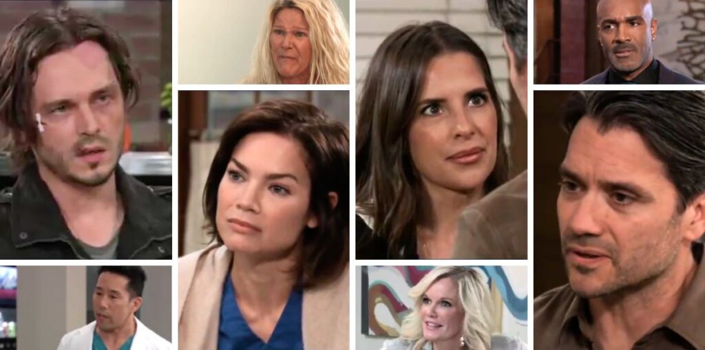 general hospital spoilers collage lucky, liz, sam, dante, curtis, heather, brad, ava.