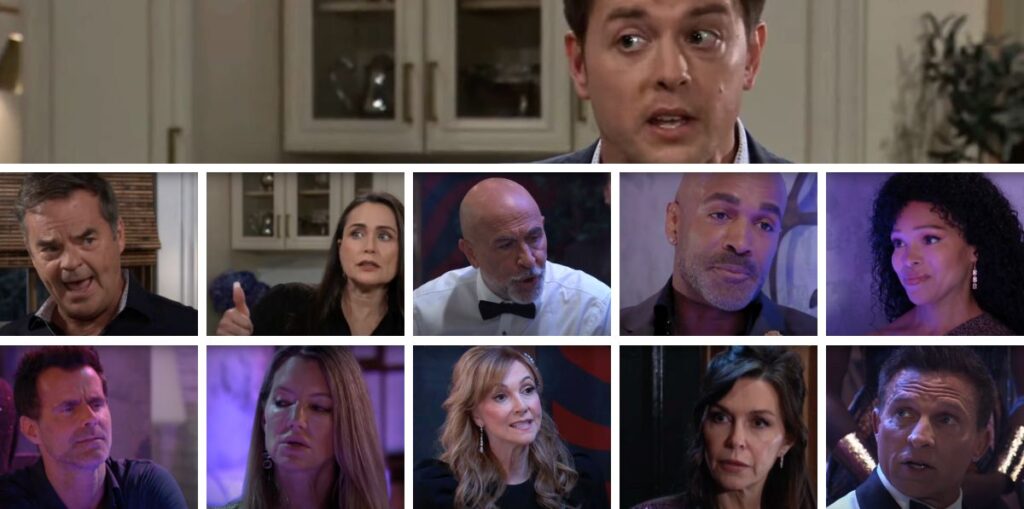 general hospital spoilers collage of holly, anna, jason, sidwell, portia, curtis, nina, drew, lois, ned, michael.