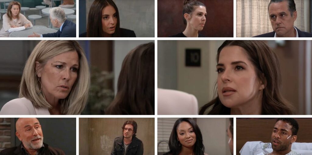 general hospital spoilers collage alexis, martin, carly, sam, molly, kristina, sonny, isaiah, jordan, lucky, sidwell.