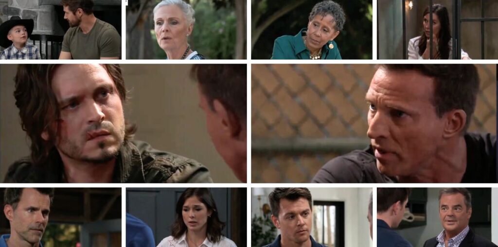 general hospital spoilers collage lucky, jason, anna, michael, ned, drew, willow, tracy, stella.