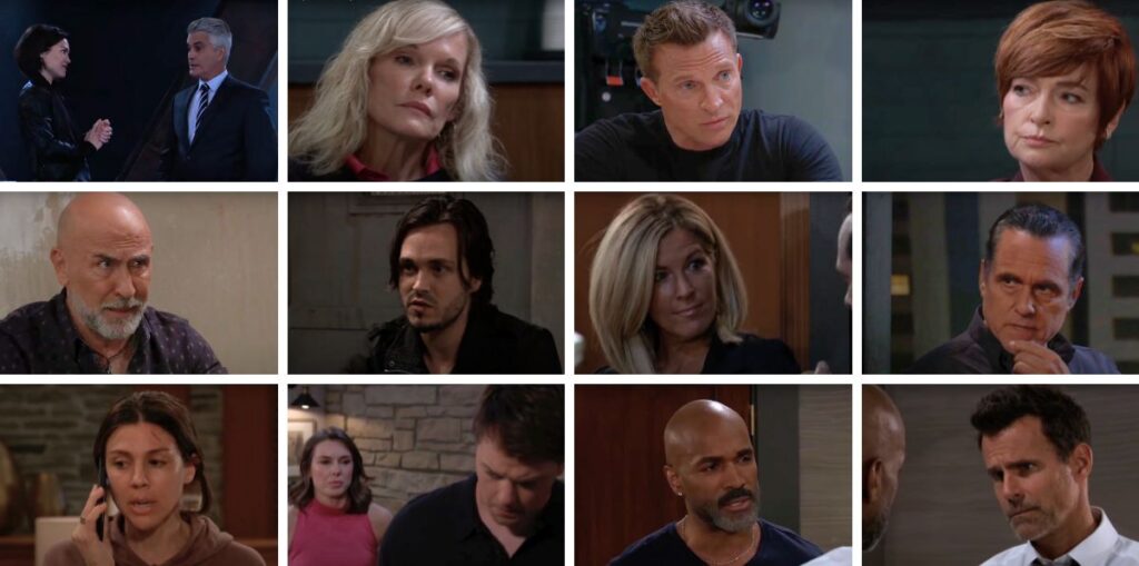 general hospital spoilers collage jason, sonny, carly, ava, lucky, ric, liz, diane.