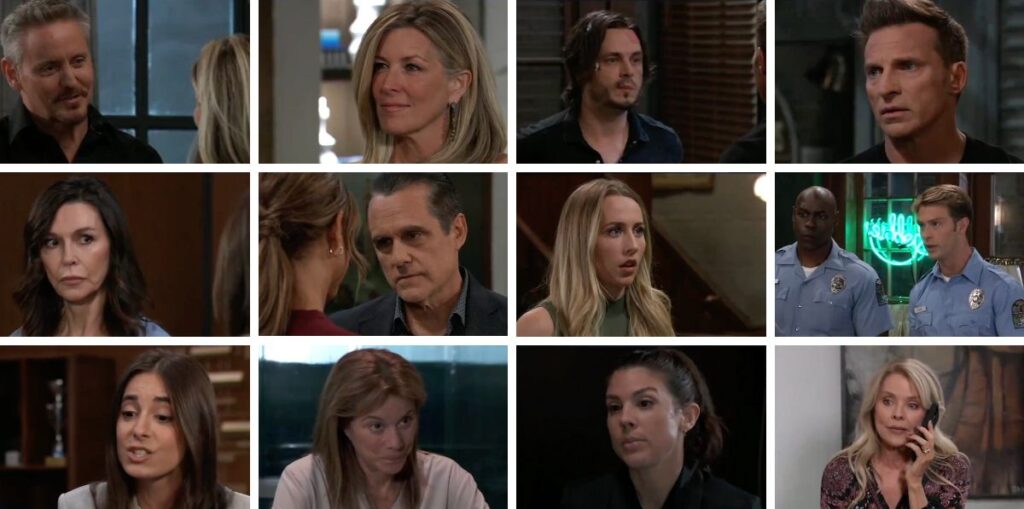 general hospital spoilers collage brennan, carly, sonny, molly, kristina, alexis, jason, lucky, felicia.